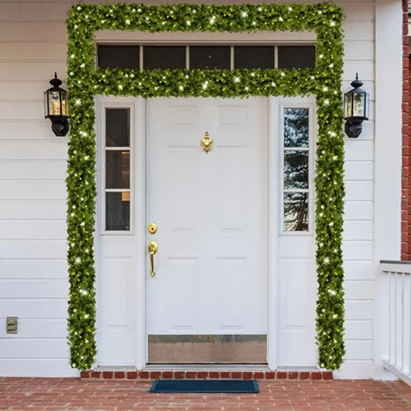 Green Garland with Warm White Lights |  99'X 8"