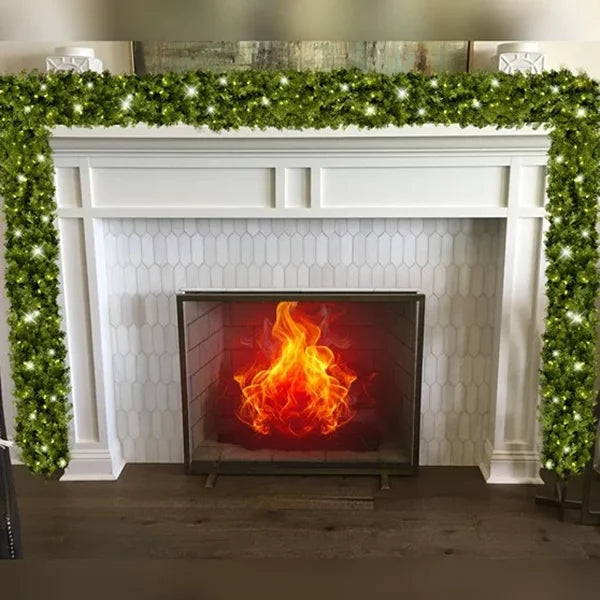 Green Garland with Warm White Lights |  99'X 8"