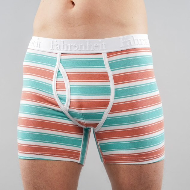 Newman Boxer Brief | Coral & Green Stripe - Concordia Style Boutique