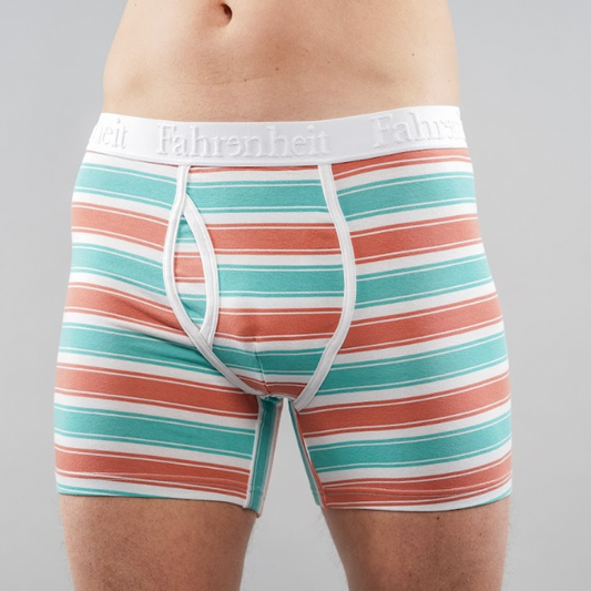 Newman Boxer Brief | Coral & Green Stripe - Concordia Style Boutique