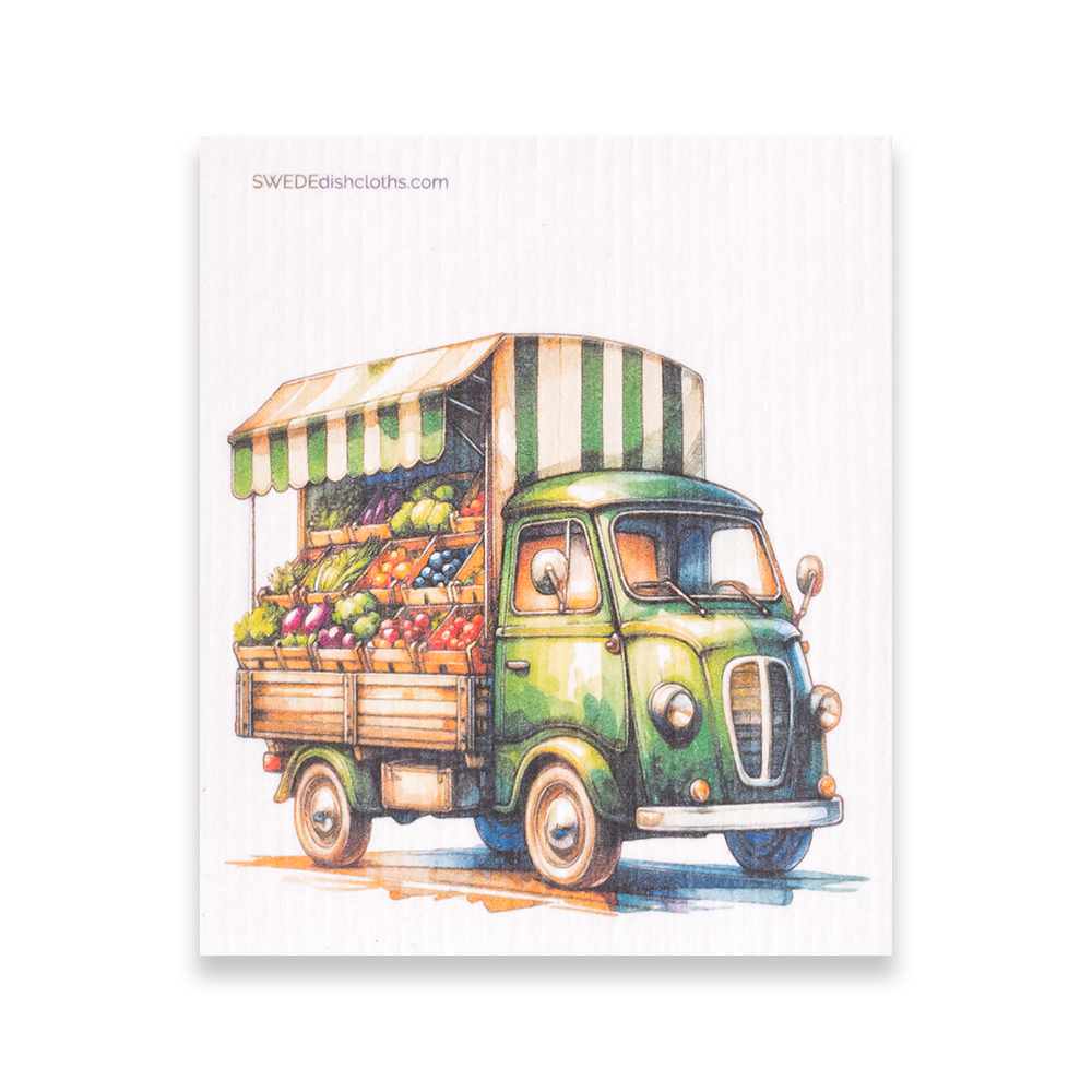 Eco-Friendly Swedish Dishcloths - Mixed Produce Trucks Set of 3 (Paper Towel Replacements, One of Each Design) - Concordia Style Boutique