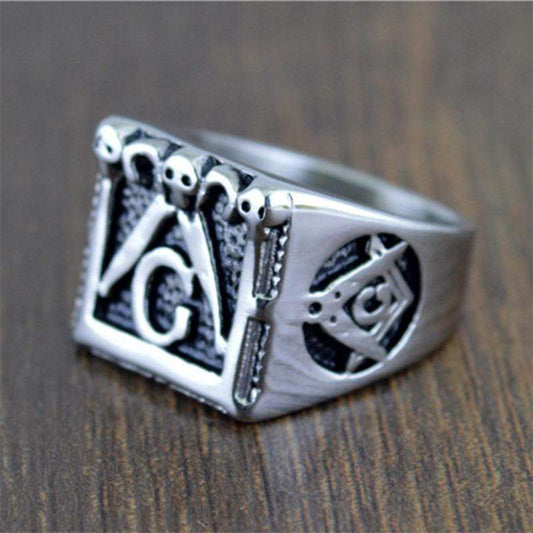 Classic Retro Stainless Steel Masonic Ring