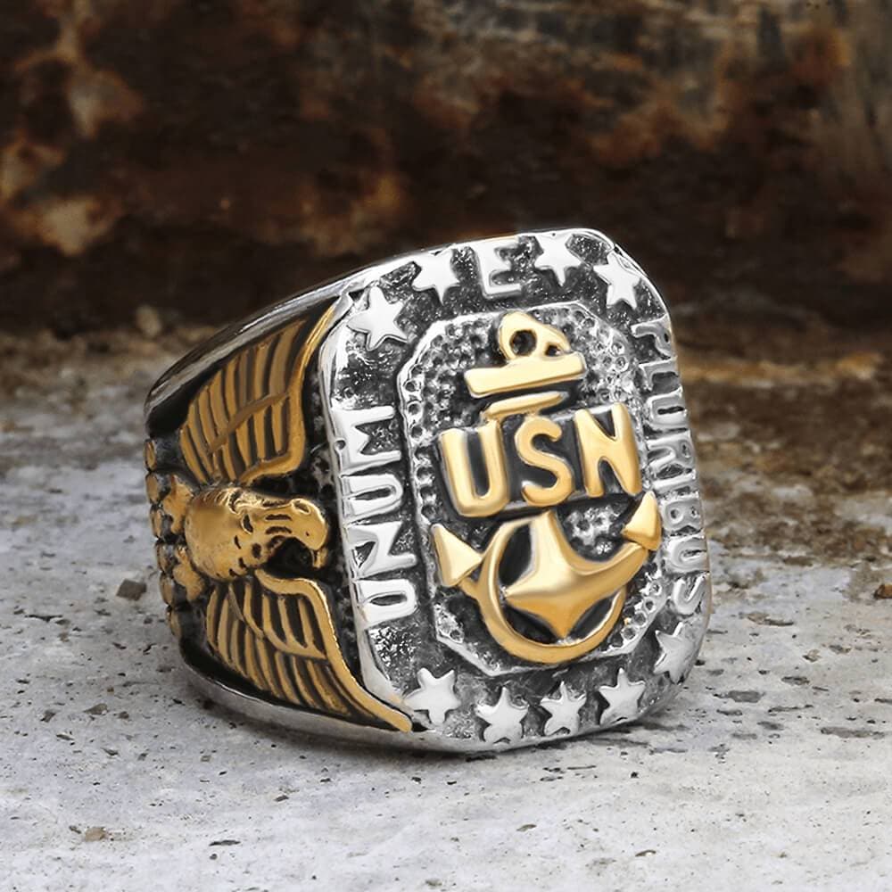 Eagle USN Anchor Stainless Steel Beast Marine Ring