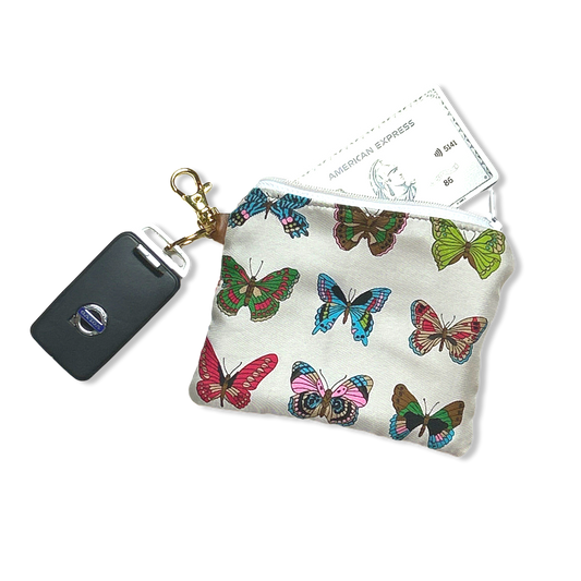 Farfalle White Vintage Silk Scarf Coffee Run Keychain Bag