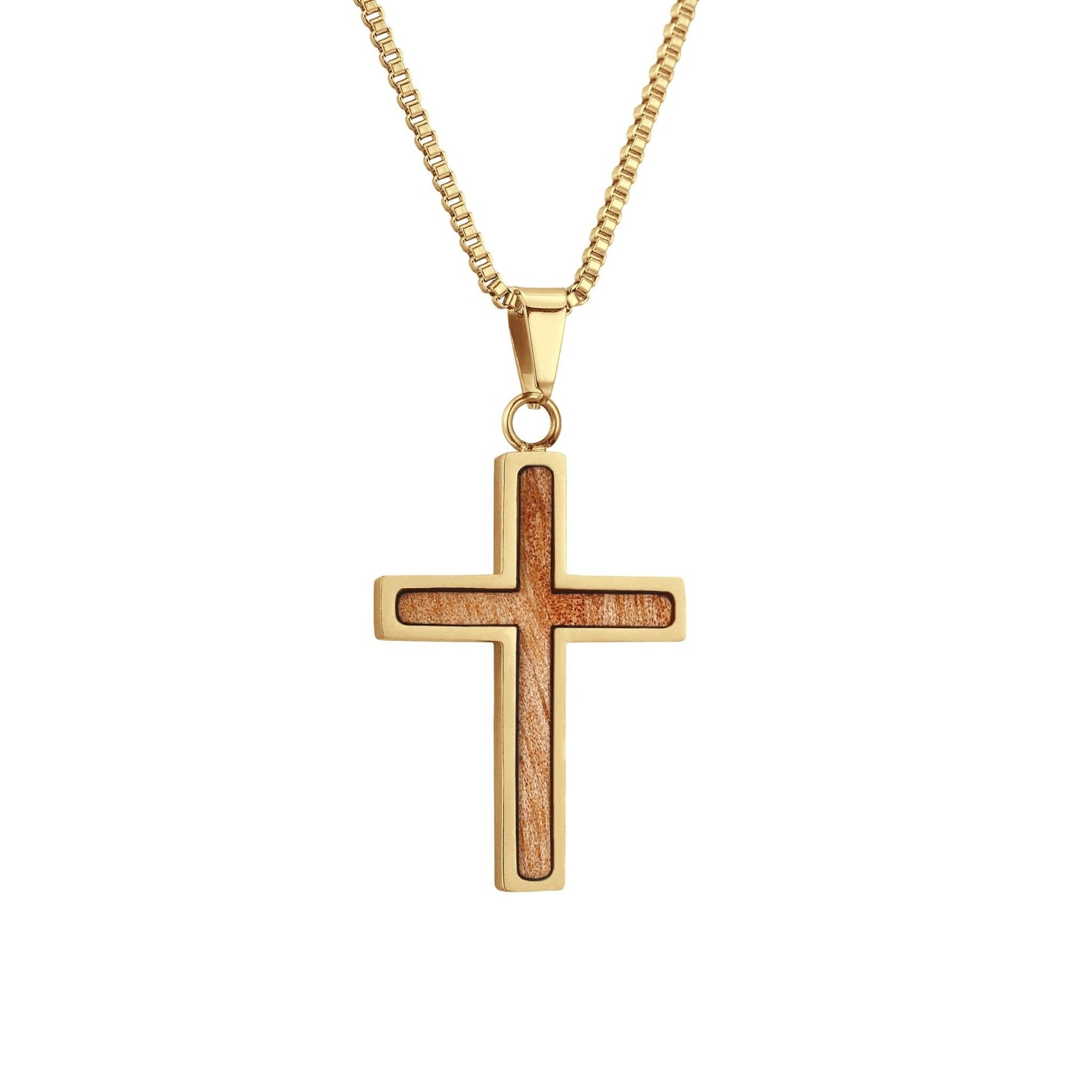 Gum Burl Cross Necklace - Yellow Gold