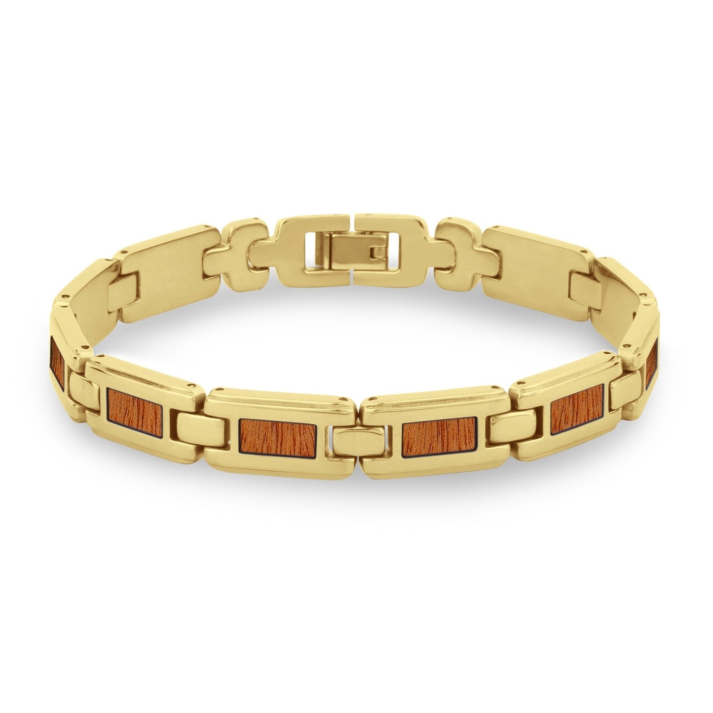 Gum Burl Men's Link Bracelet - Yellow Gold