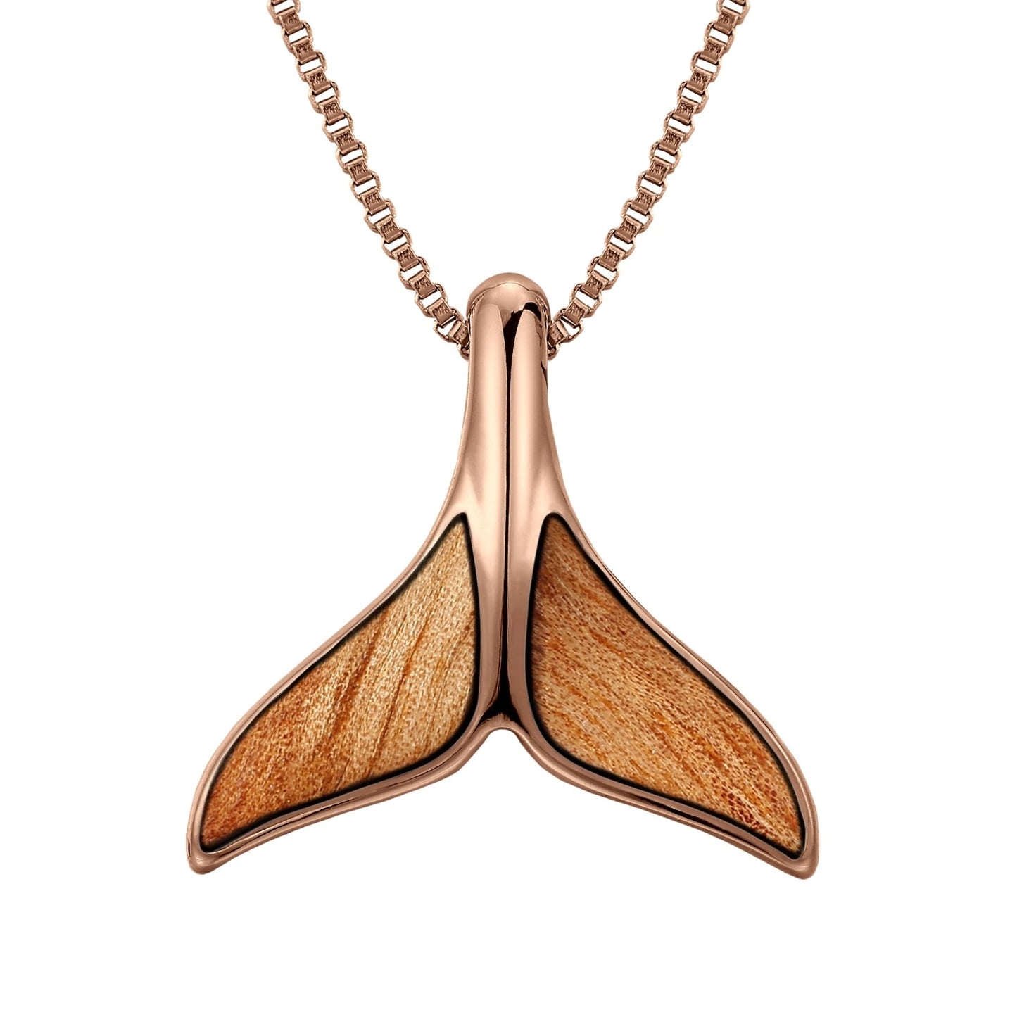 Gum Burl Whale Tail Necklace - Rose Gold