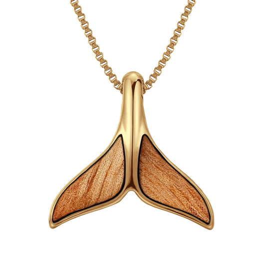 Gum Burl Whale Tail Necklace - Yellow Gold