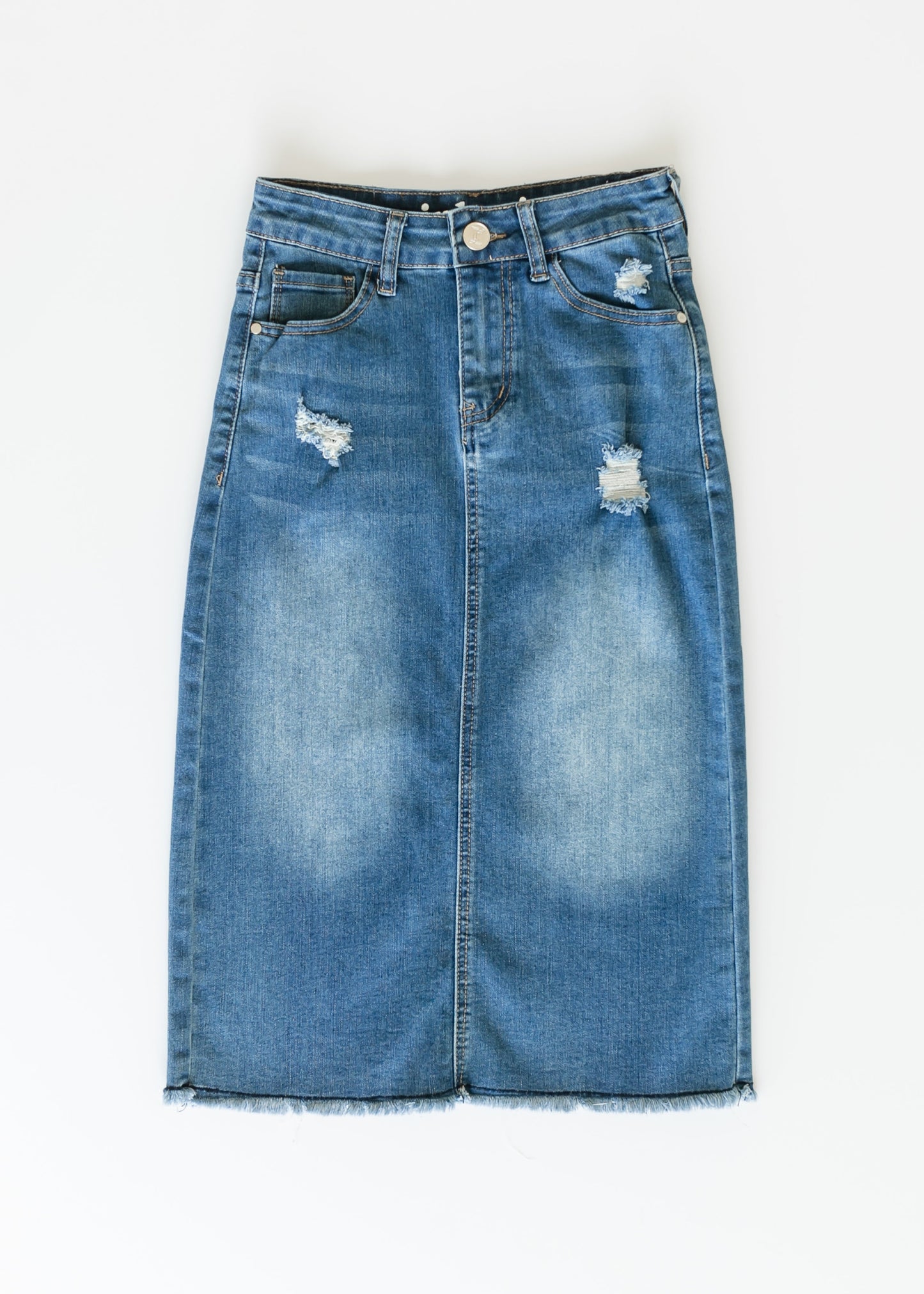 Hadley High Rise Denim Midi Skirt - Concordia Style Boutique