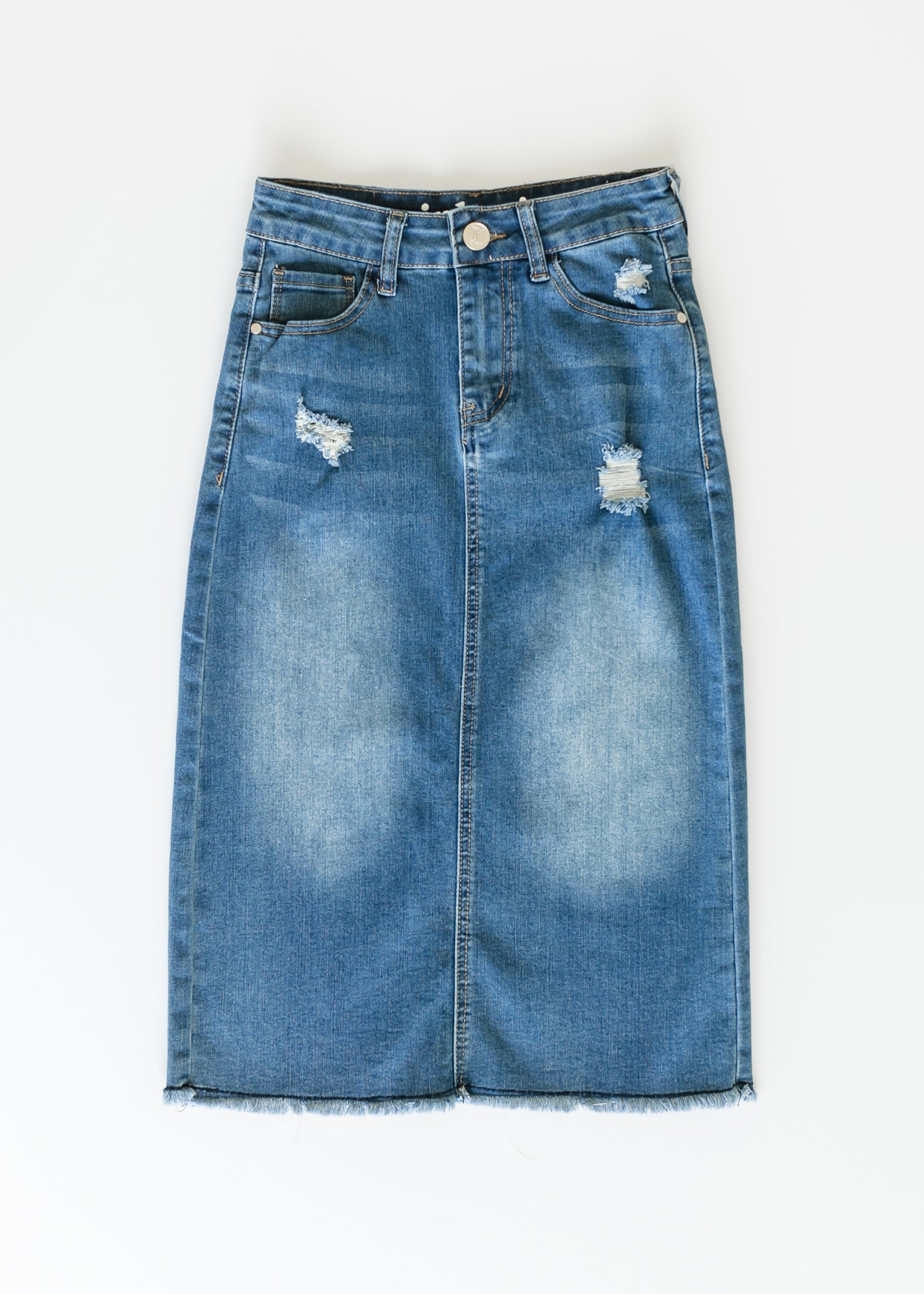 Hadley High Rise Denim Midi Skirt - Concordia Style Boutique