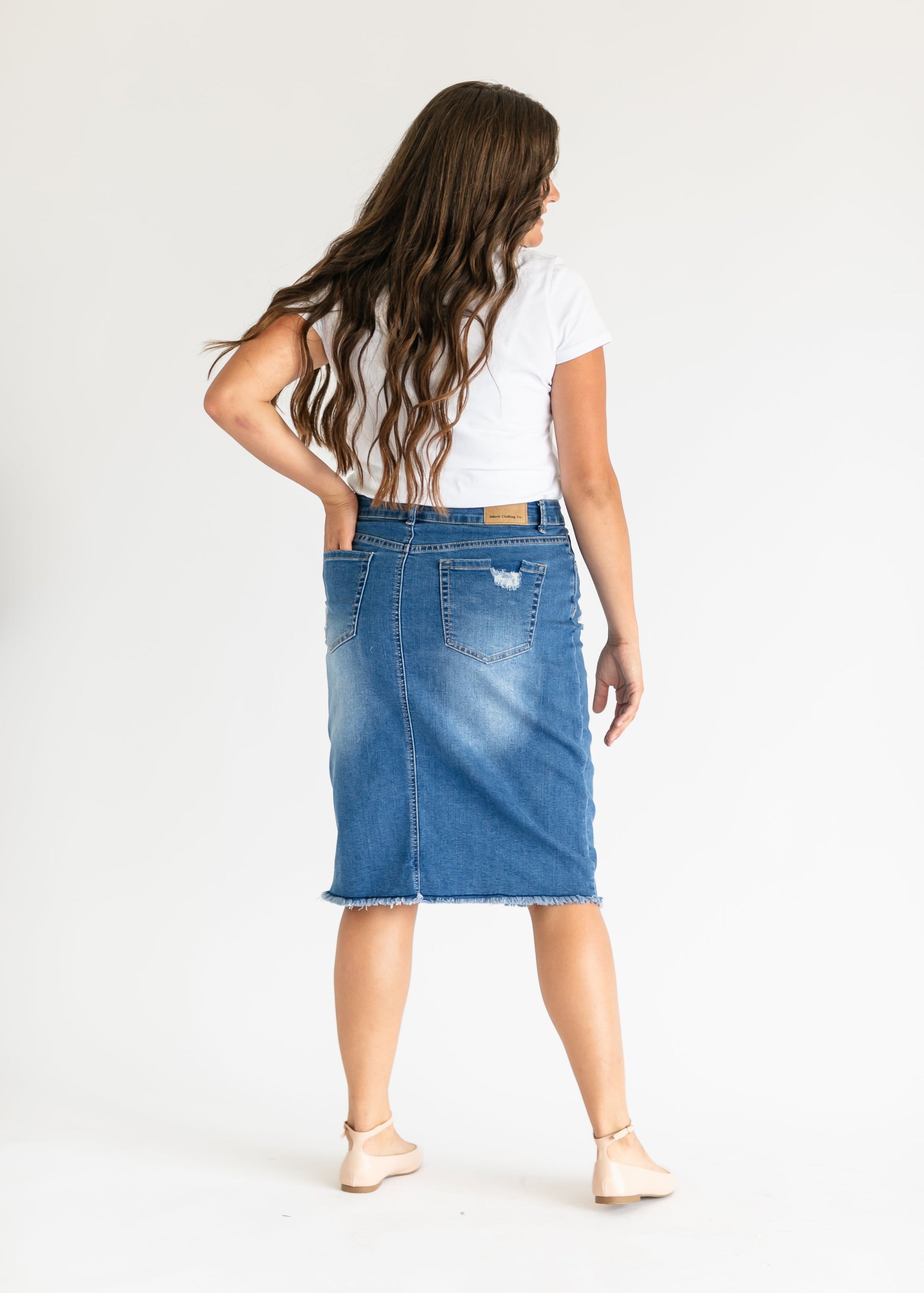 Hadley High Rise Denim Midi Skirt - Concordia Style Boutique