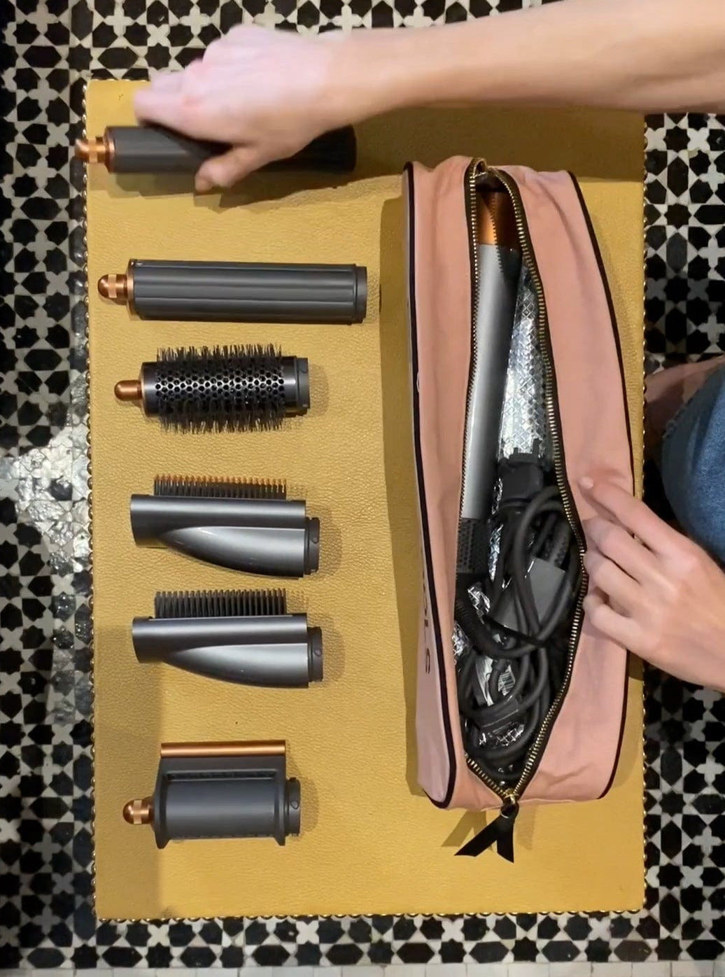 Roomy Hair Wrap Tools Travel Case, Pink/Blush - Concordia Style Boutique