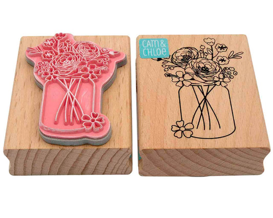 Mason Jar Stamp with Bouquet Design - Concordia Style Boutique