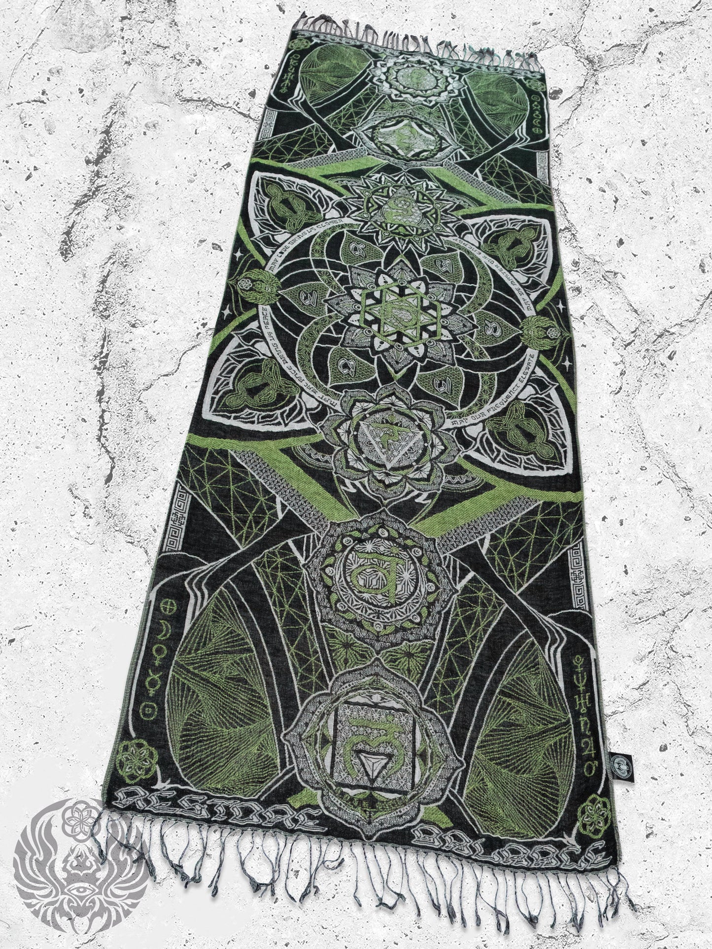 NEW RELEASE • HARMONY HEALS • UV-REACTIVE GREEN MINT • Festival Shawl/Scarf - Concordia Style Boutique