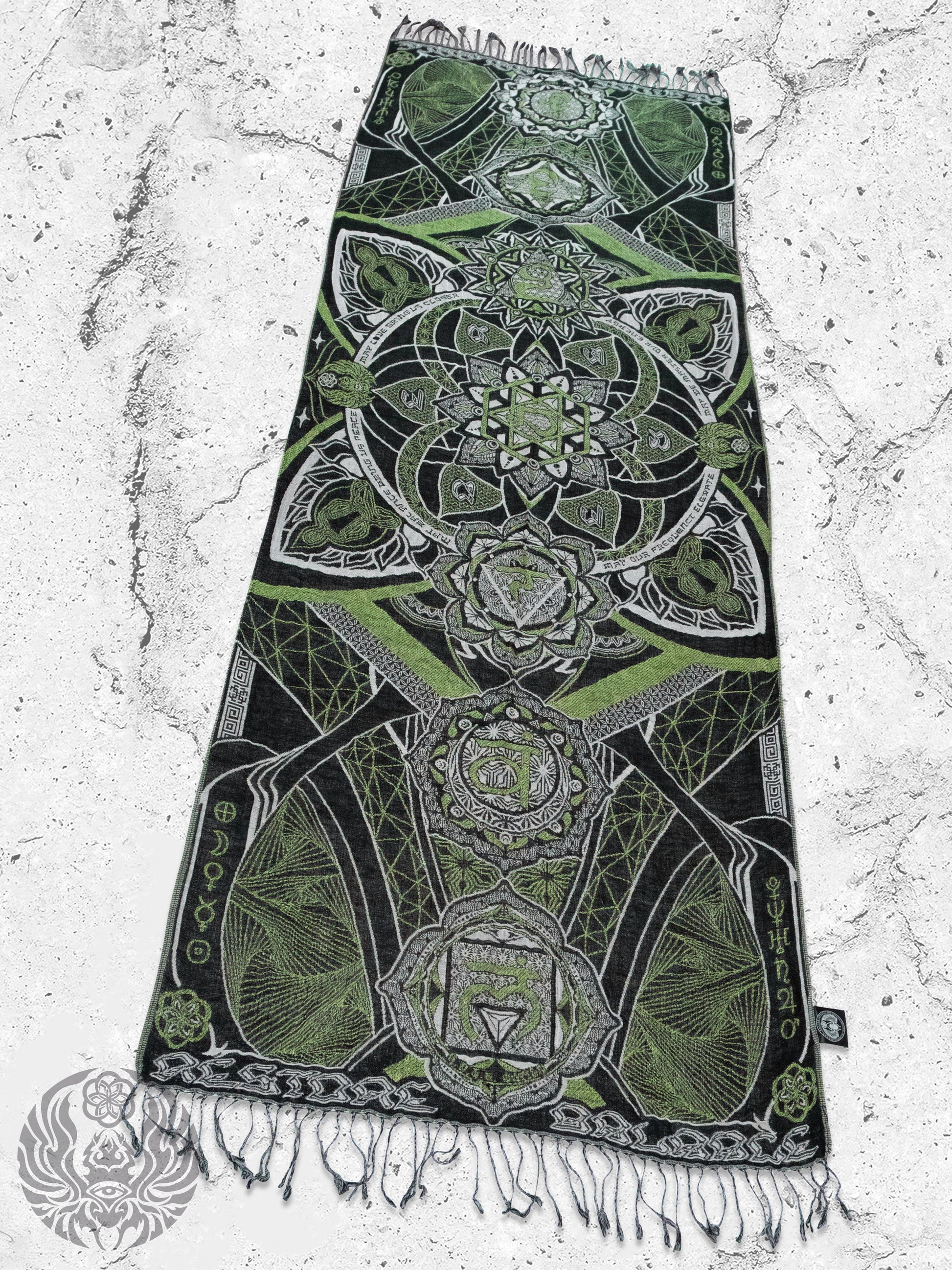 NEW RELEASE • HARMONY HEALS • UV-REACTIVE GREEN MINT • Festival Shawl/Scarf - Concordia Style Boutique