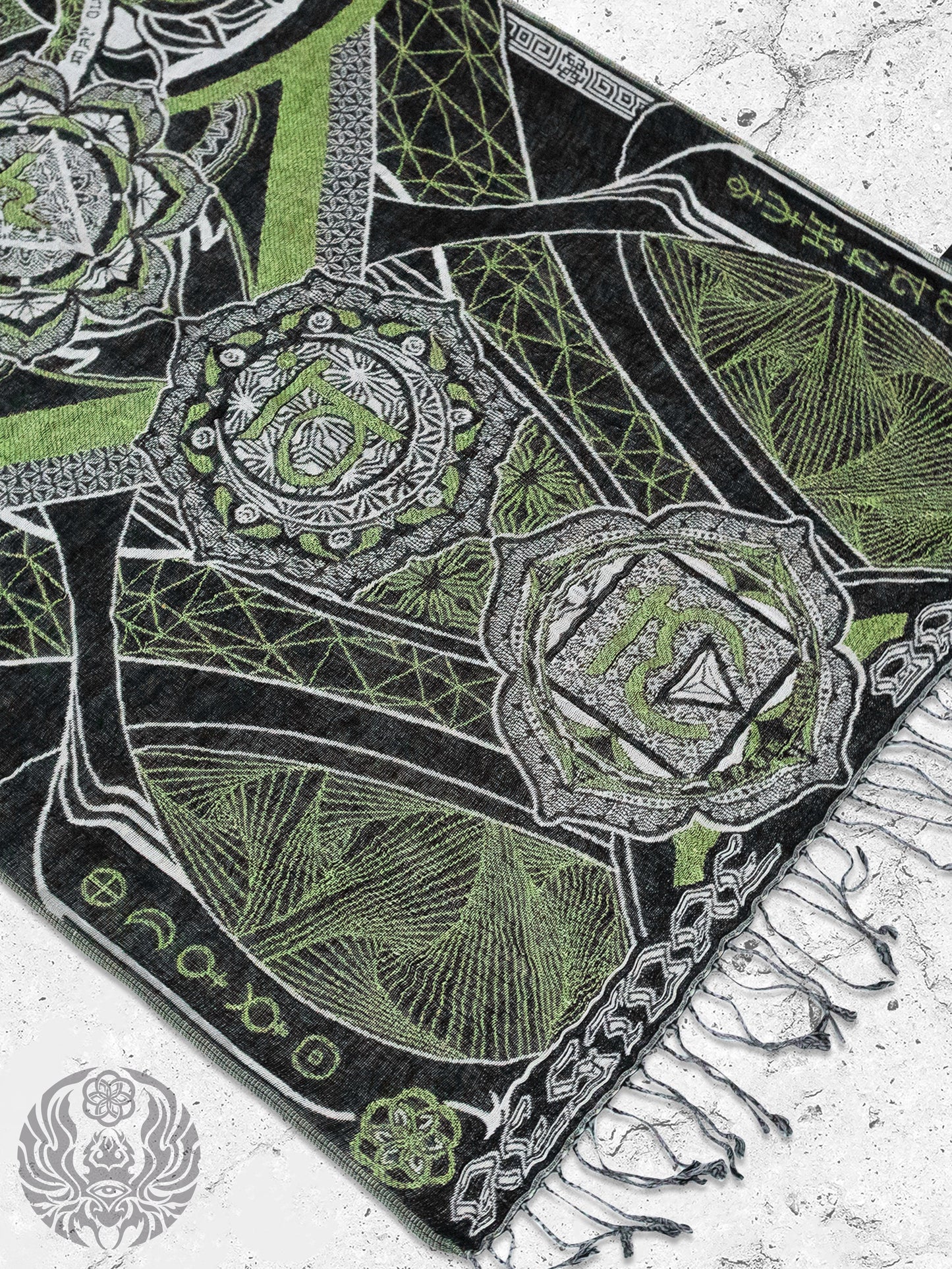 NEW RELEASE • HARMONY HEALS • UV-REACTIVE GREEN MINT • Festival Shawl/Scarf - Concordia Style Boutique