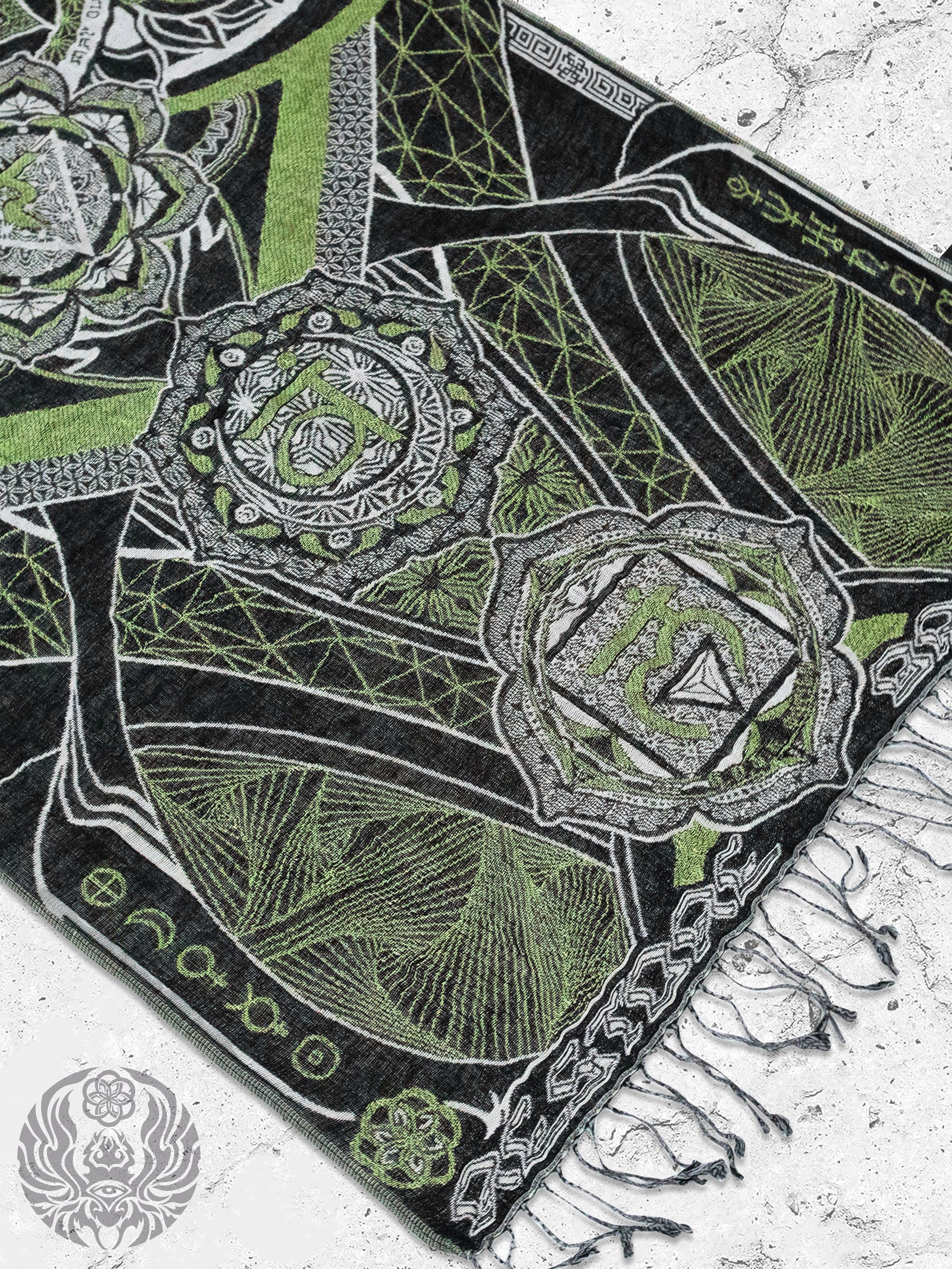 NEW RELEASE • HARMONY HEALS • UV-REACTIVE GREEN MINT • Festival Shawl/Scarf - Concordia Style Boutique