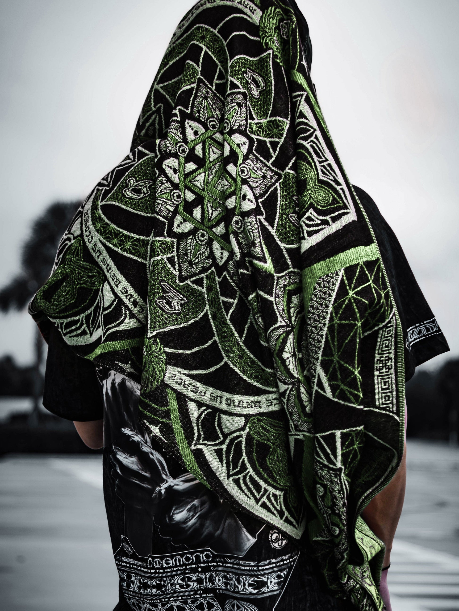 NEW RELEASE • HARMONY HEALS • UV-REACTIVE GREEN MINT • Festival Shawl/Scarf - Concordia Style Boutique