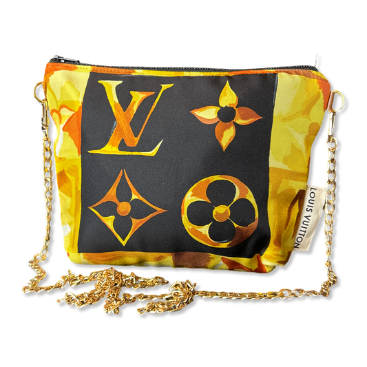 Au Fils du Temps Logo Vintage Silk Scarf Crossbody Bag