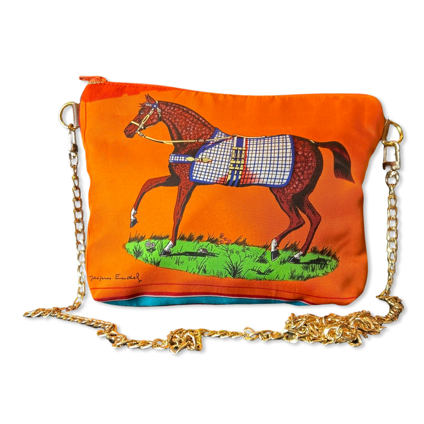Couvertures et Tenues du Jour Orange Vintage Scarf Crossbody Bag