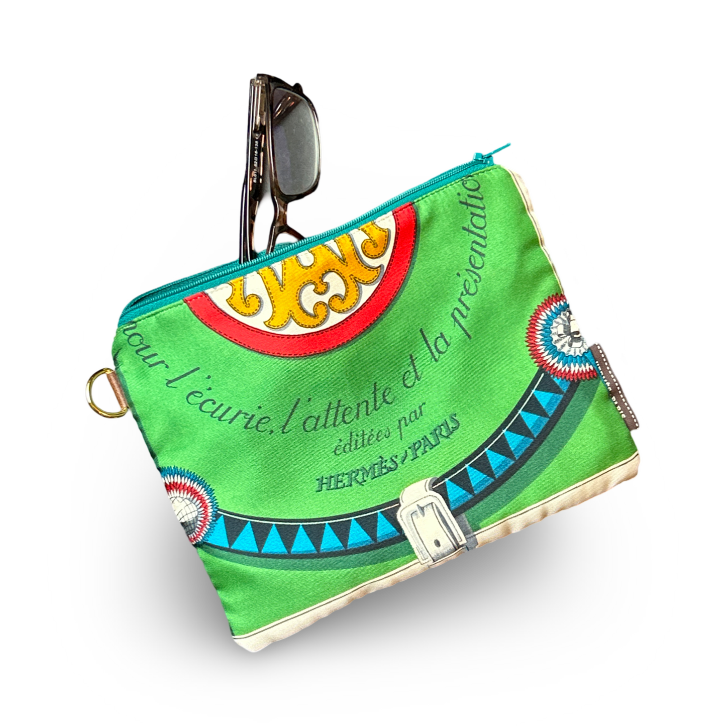 Couvertures et Tenues du Jour Green Vintage Silk Scarf All-Around Bag