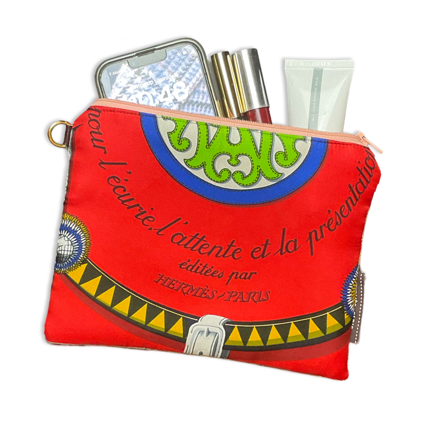 Couvertures et Tenues du Jour Red Vintage Silk Scarf All-Around Bag