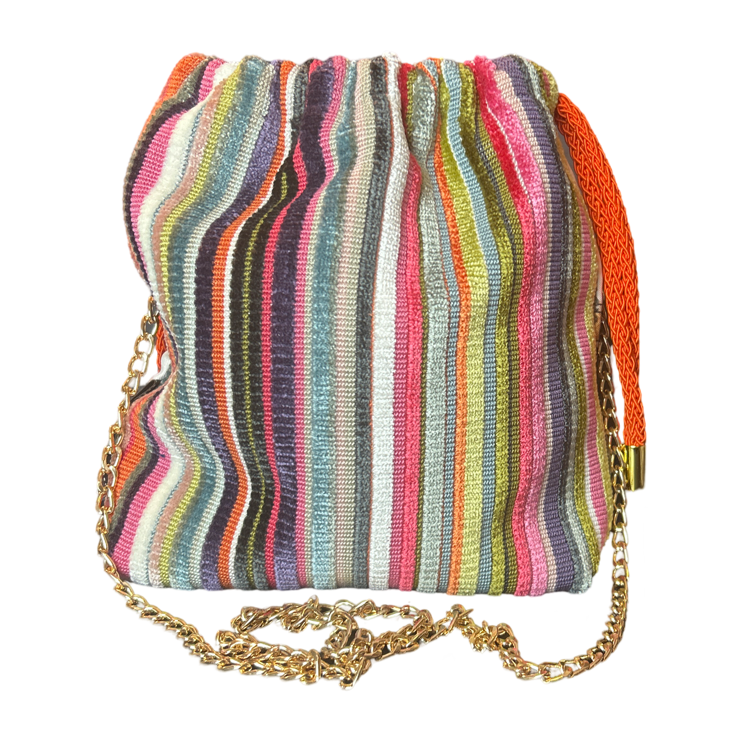 Rubans du Cheval Fuchsia Vintage Scarf Drawstring Crossbody Bag