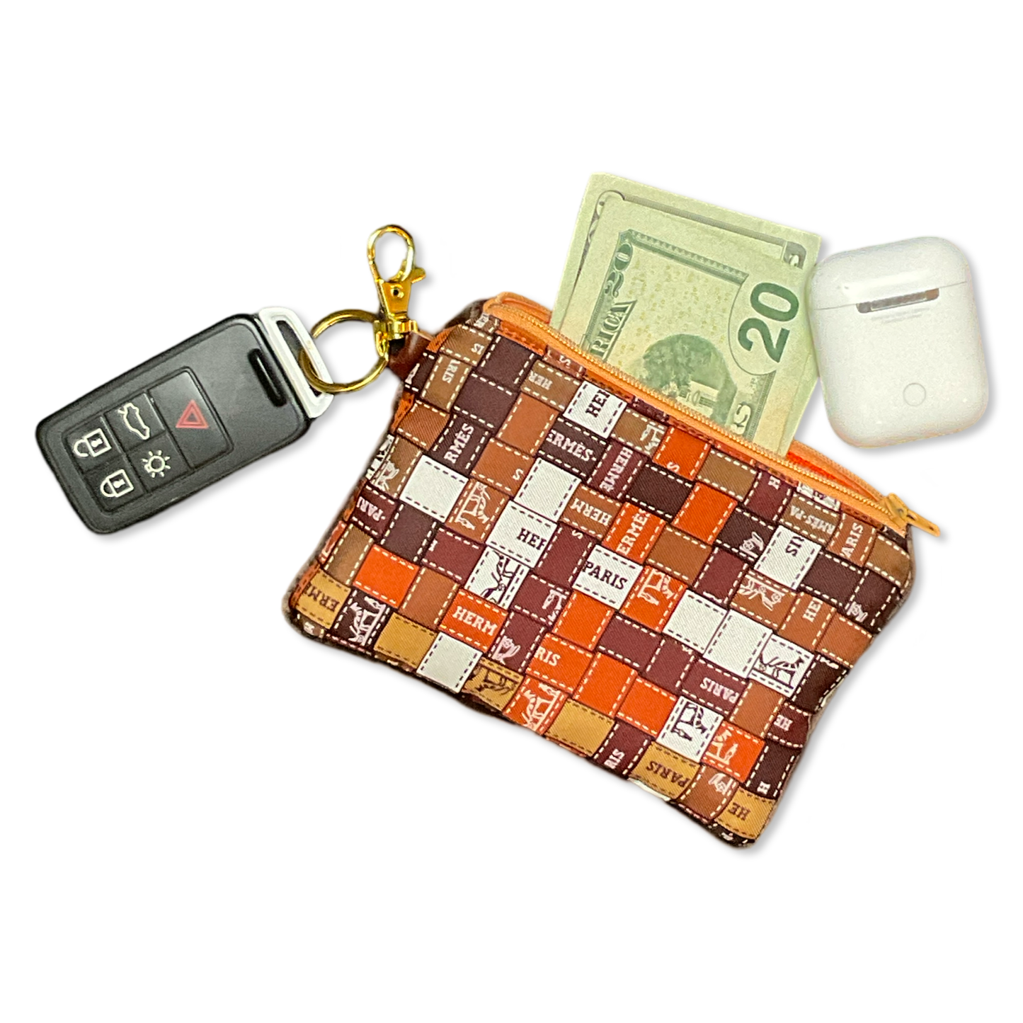 Bolduc au Carre Vintage Scarf Coffee Run Keychain Bag