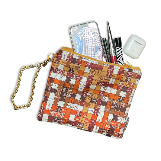 Bolduc Au Carre Vintage Silk Scarf Wristlet Bag