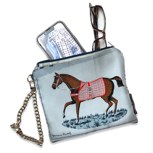 Couvertures et Tenues du Jour Light Blue Vintage Silk Scarf Wristlet Bag