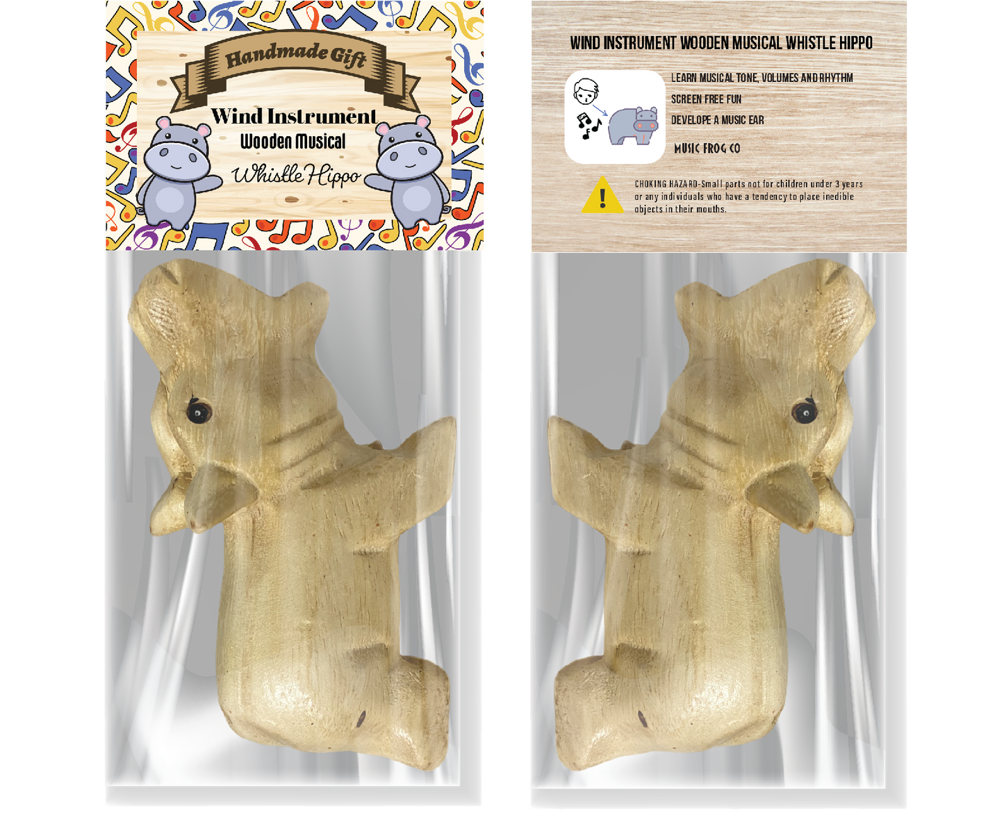 Wooden Musical Whistle Hippo Instrument - Concordia Style Boutique