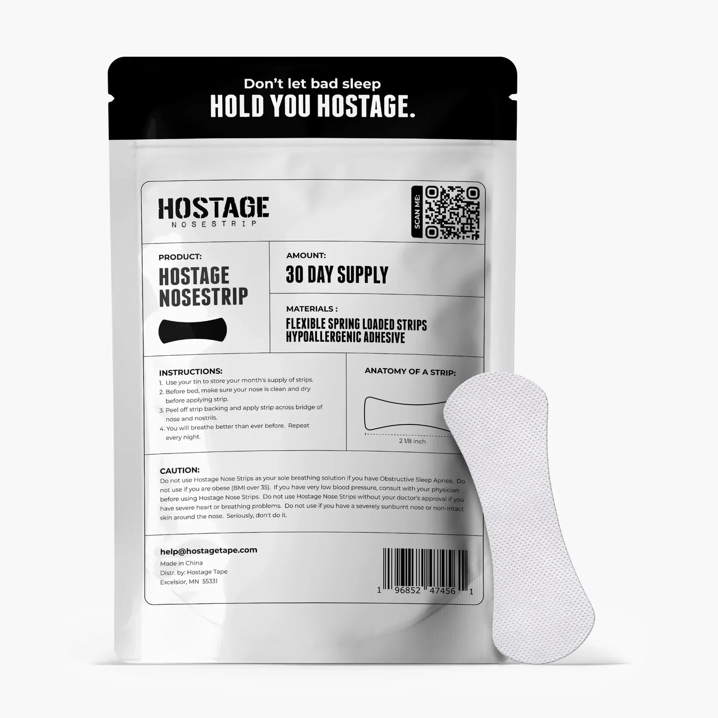 Hostage Nose Strips - Reduces Snoring and; Enhances Sleep Quality