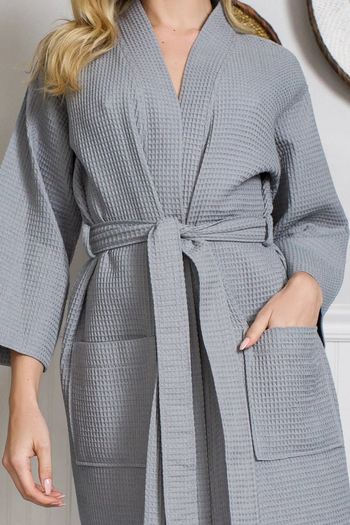 Knee-Length Waffle Kimono Robe for Women - Concordia Style Boutique