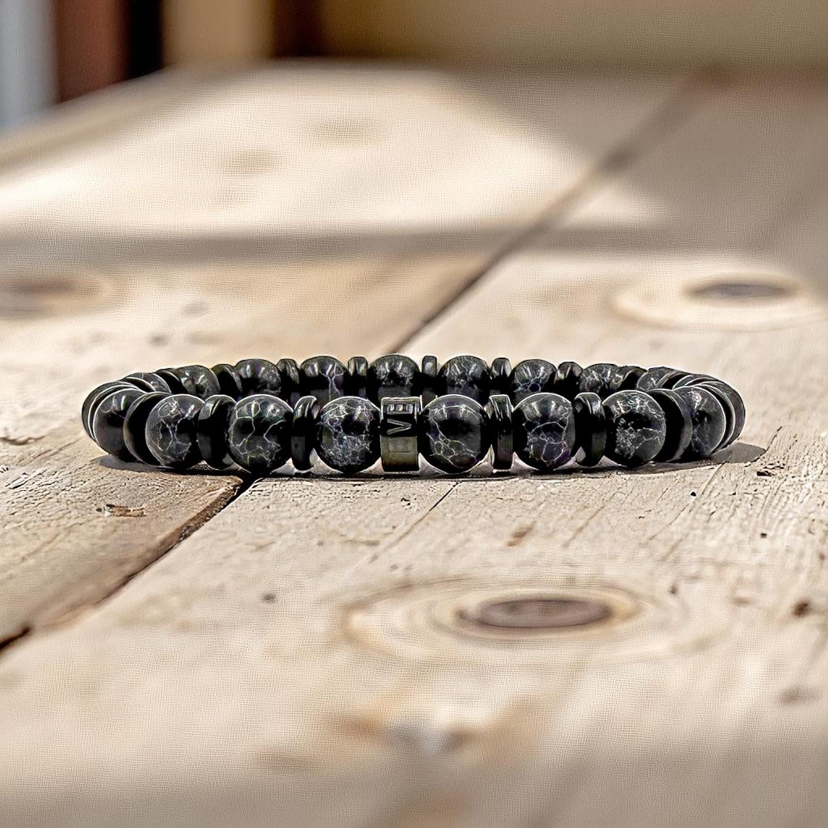 Pulse - Obsidian Drift - Handmade Mala Beaded Bracelet
