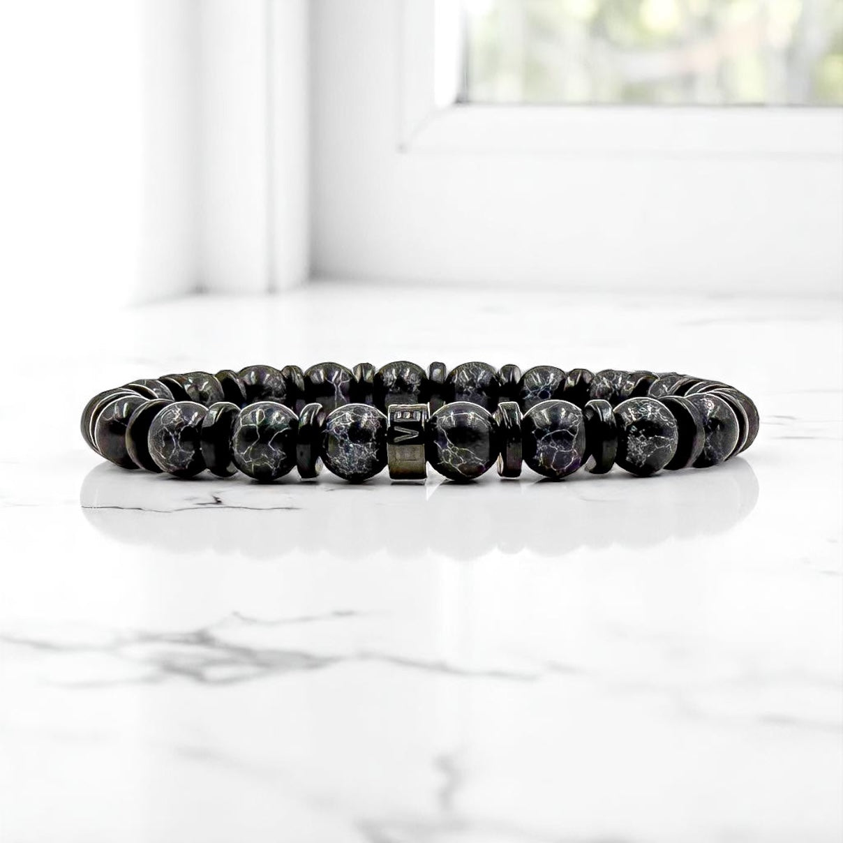 Pulse - Obsidian Drift - Handmade Mala Beaded Bracelet
