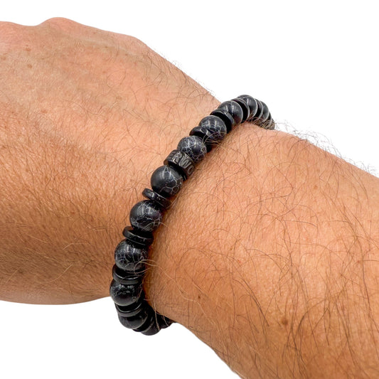 Pulse - Obsidian Drift - Handmade Mala Beaded Bracelet