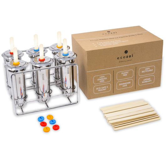Stainless Steel Popsicle Molds, Round with Reusable Bamboo Sticks - Concordia Style Boutique