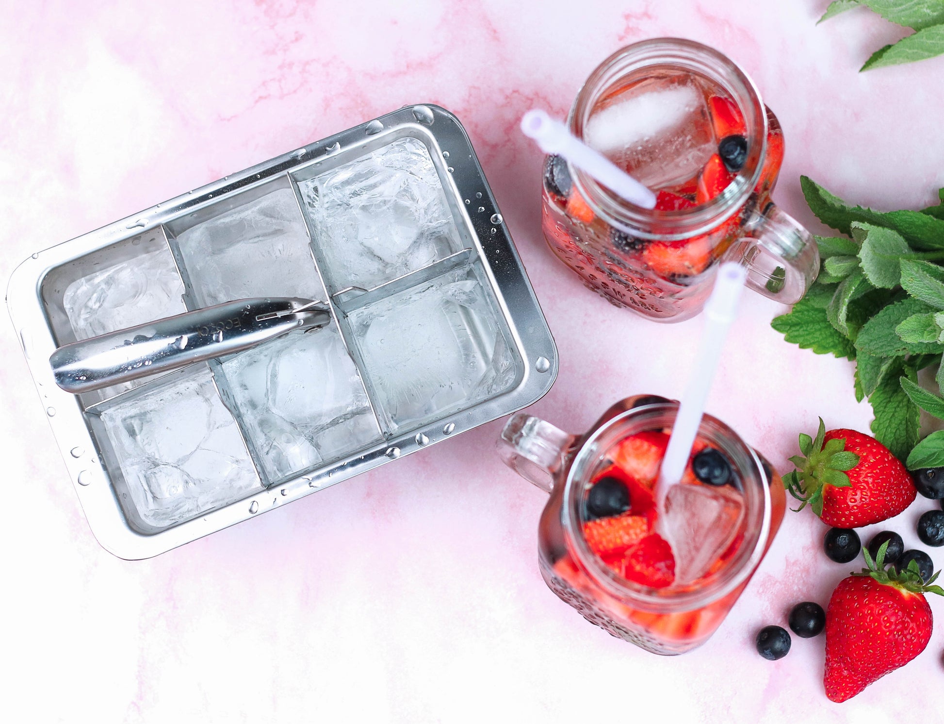 Ecozoi Stainless Steel Ice Cube Trays with Easy Release, 2 Pack, 12 Large Cubes - Concordia Style Boutique