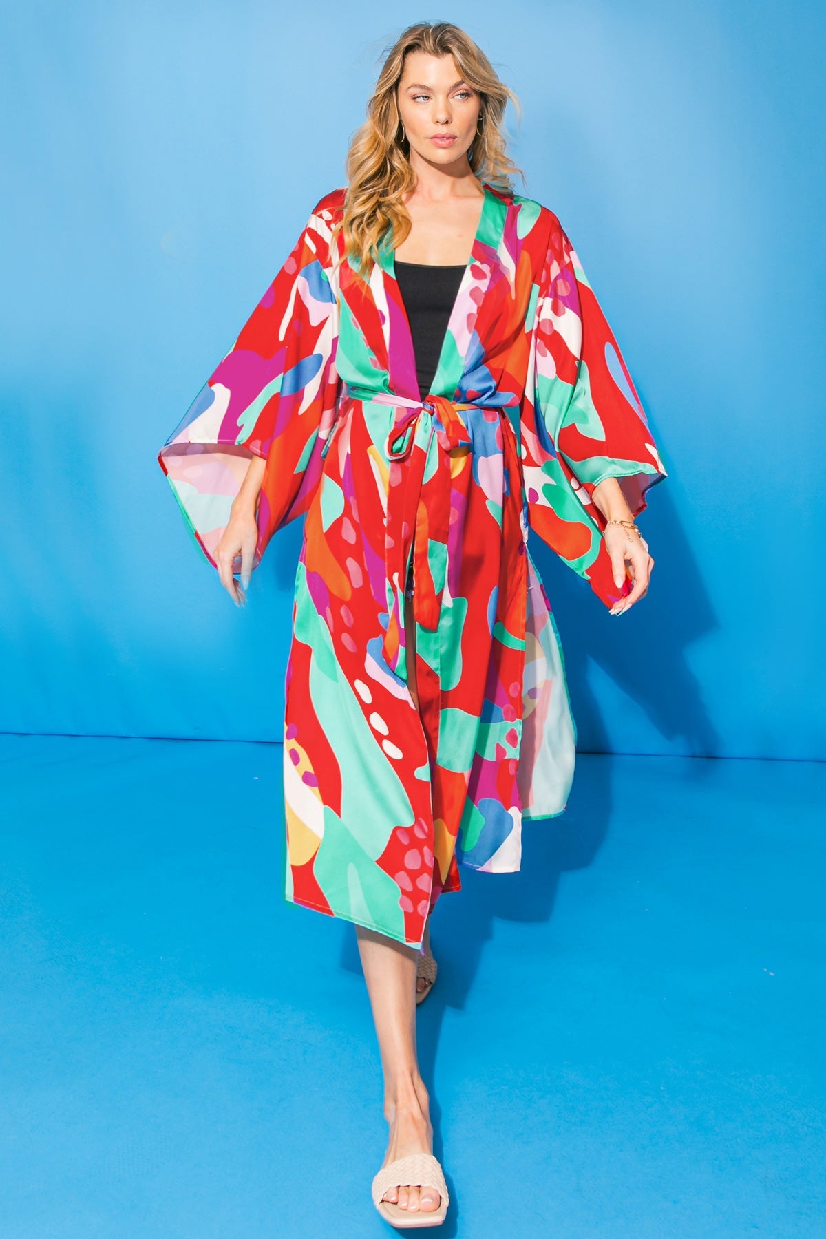CANCUN GETAWAY SATIN MIDI KIMONO - Concordia Style Boutique