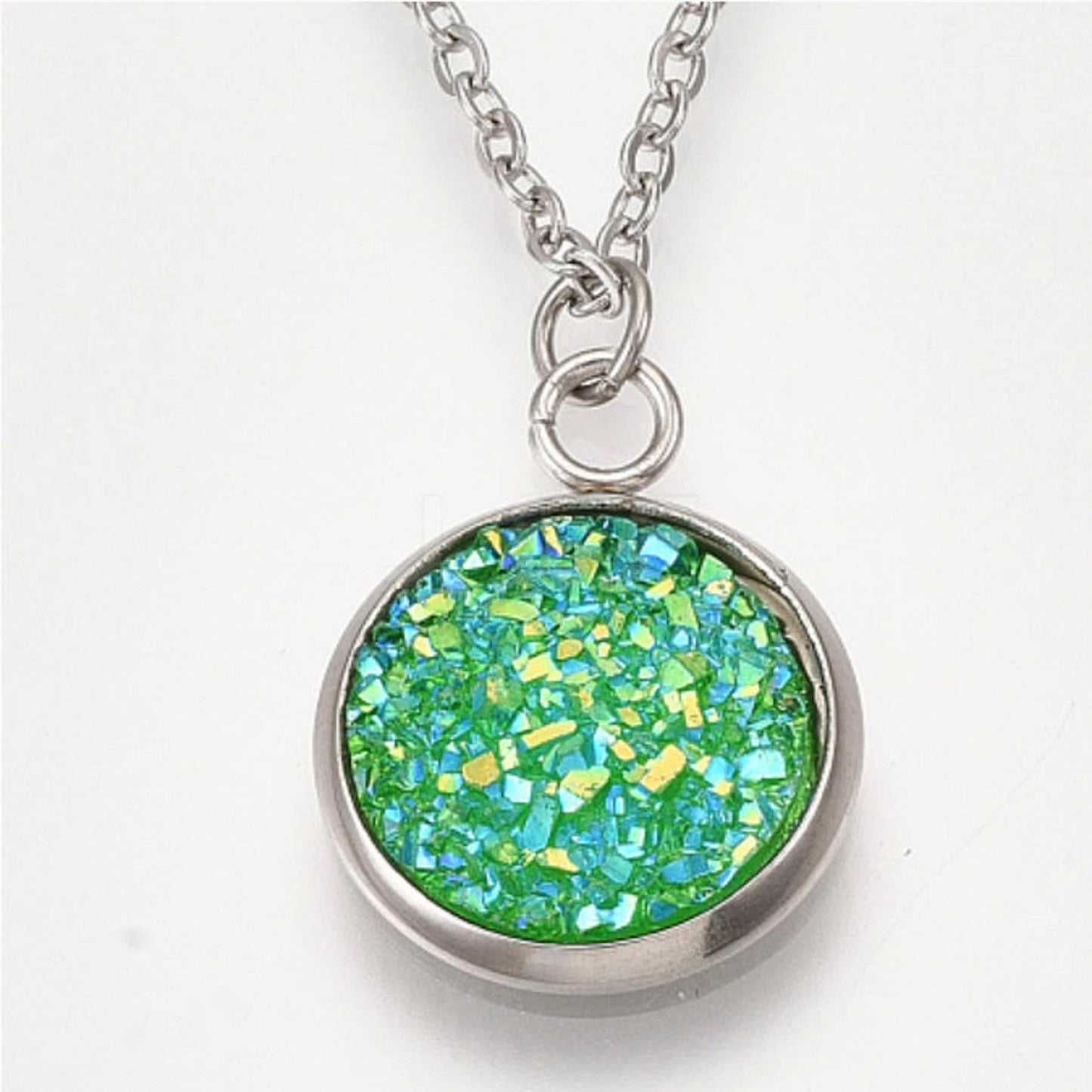 Iridescent Druzy Stone Link Bracelet