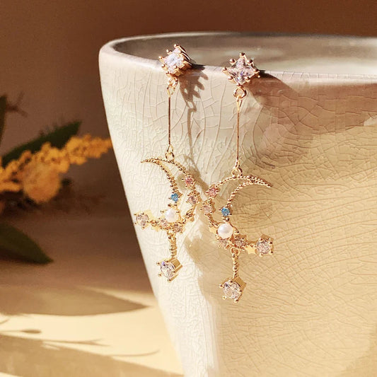 GLEAMING MOON EARRINGS (PAIR) - Concordia Style Boutique