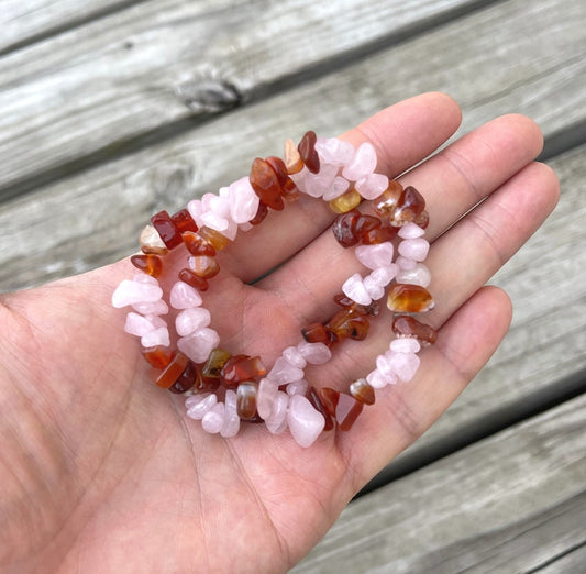 ROSE QUARTZ CARNELIAN BRACELET (ADJUSTABLE) - Concordia Style Boutique