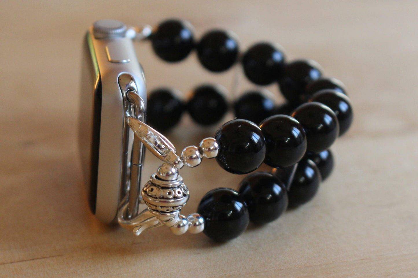 Watch Band for Apple Watch, Black Onyx Beads