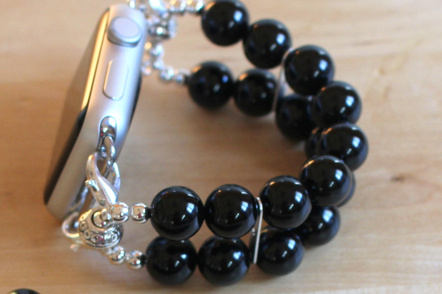 Watch Band for Apple Watch, Black Onyx Beads