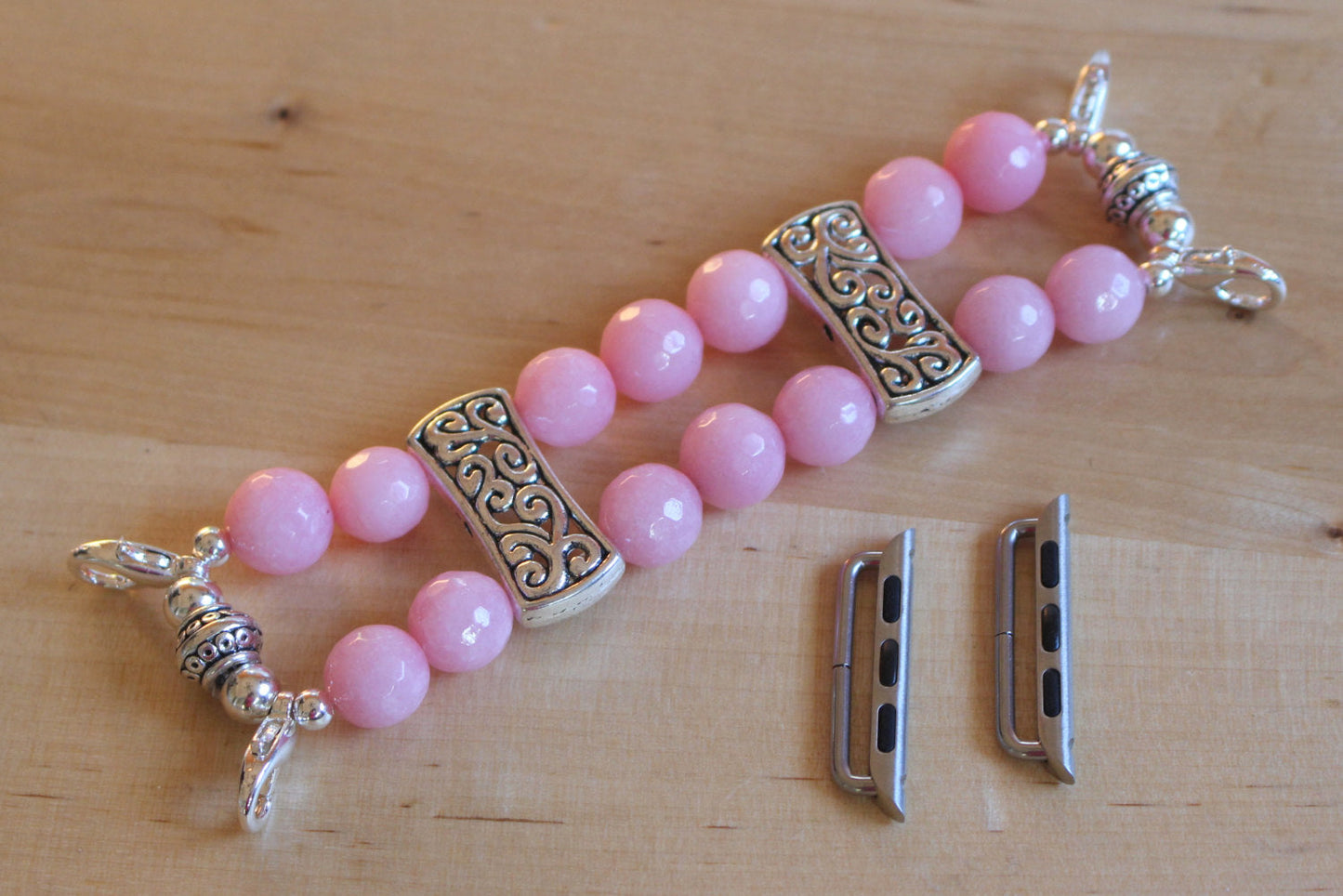 Watch Band for Apple Watch, Pink Jade Gemstones