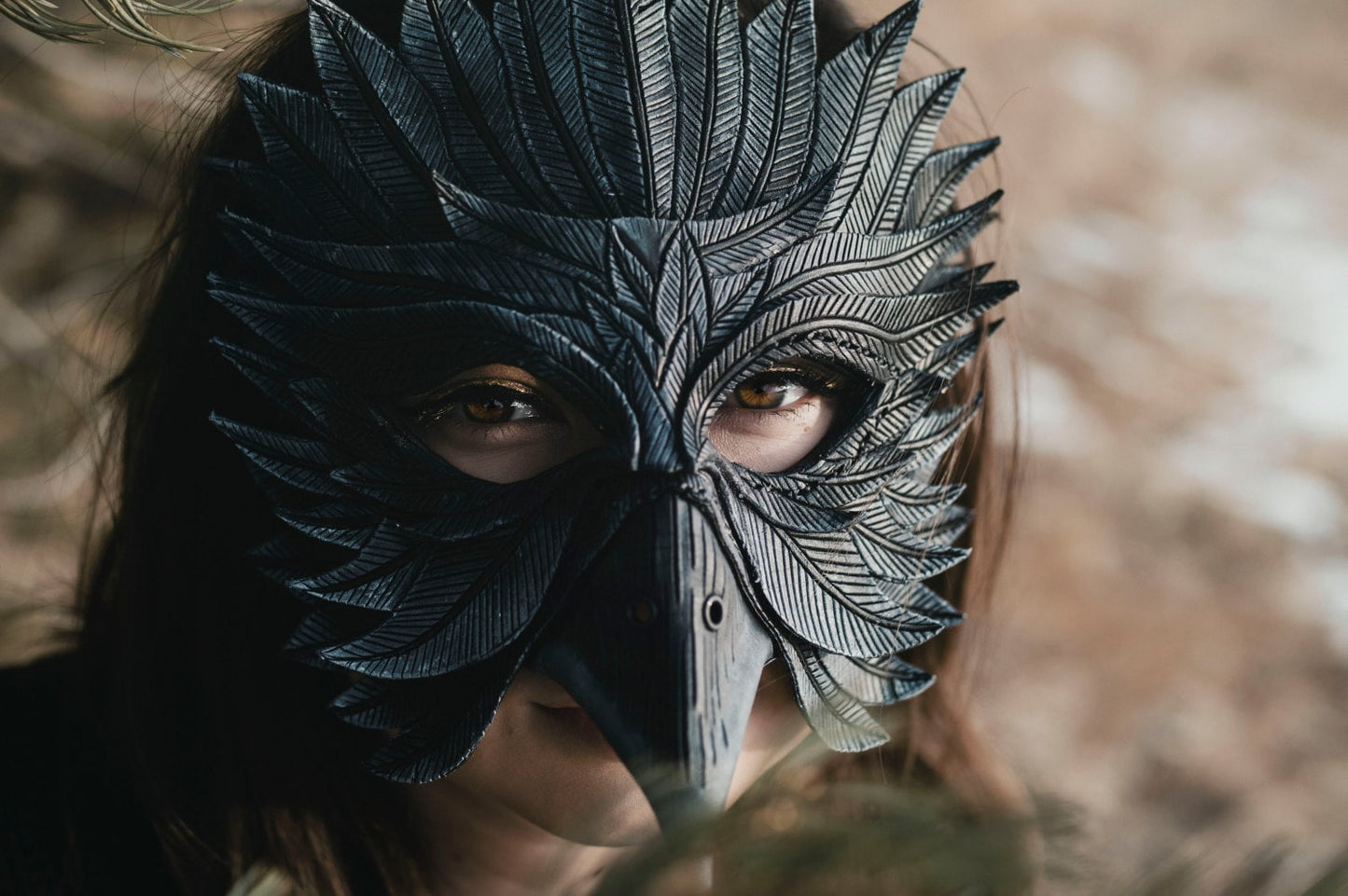 Black Raven Handmade Genuine Leather Mask