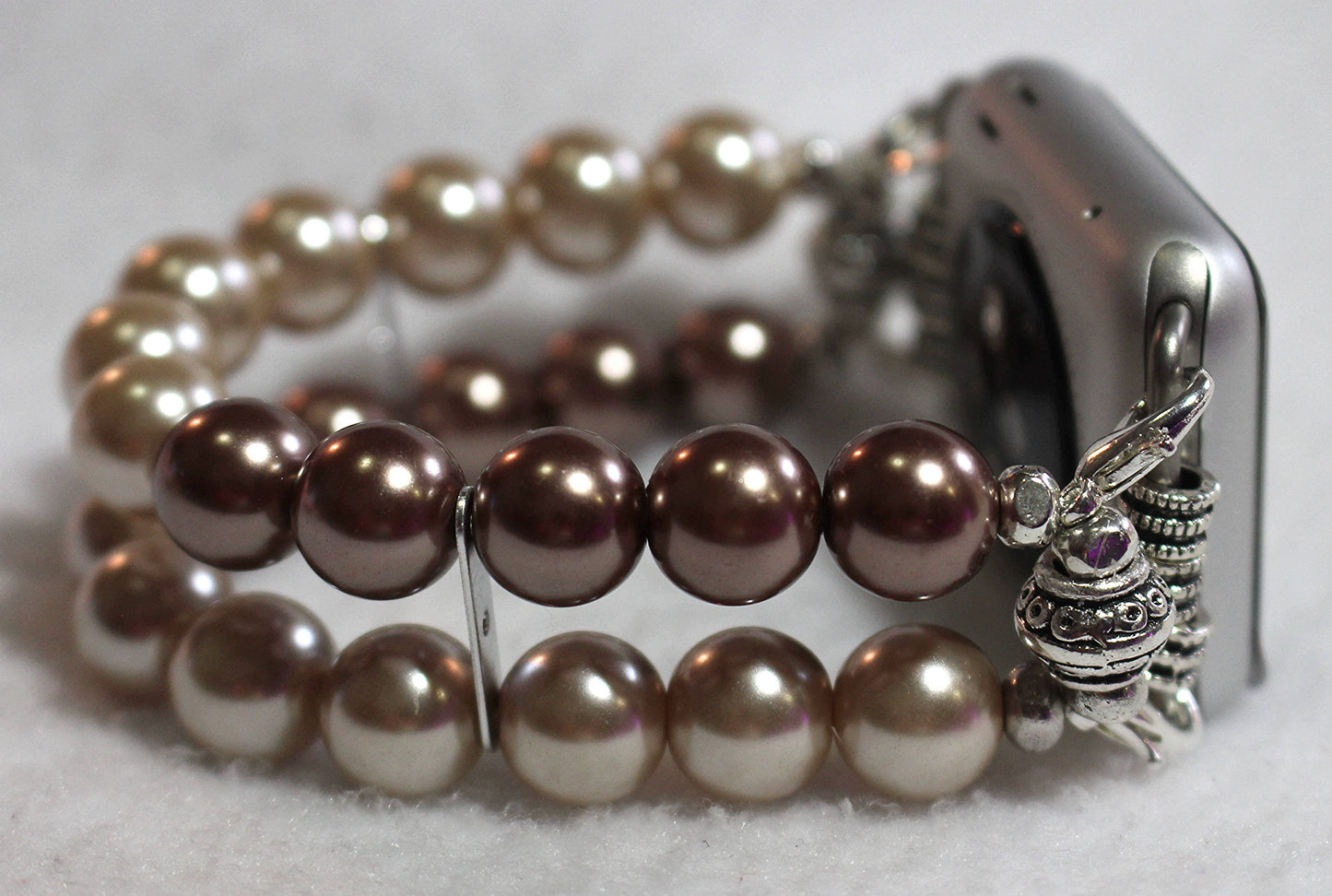 Watch Band for Apple Watch, Brown and Beige Pearl