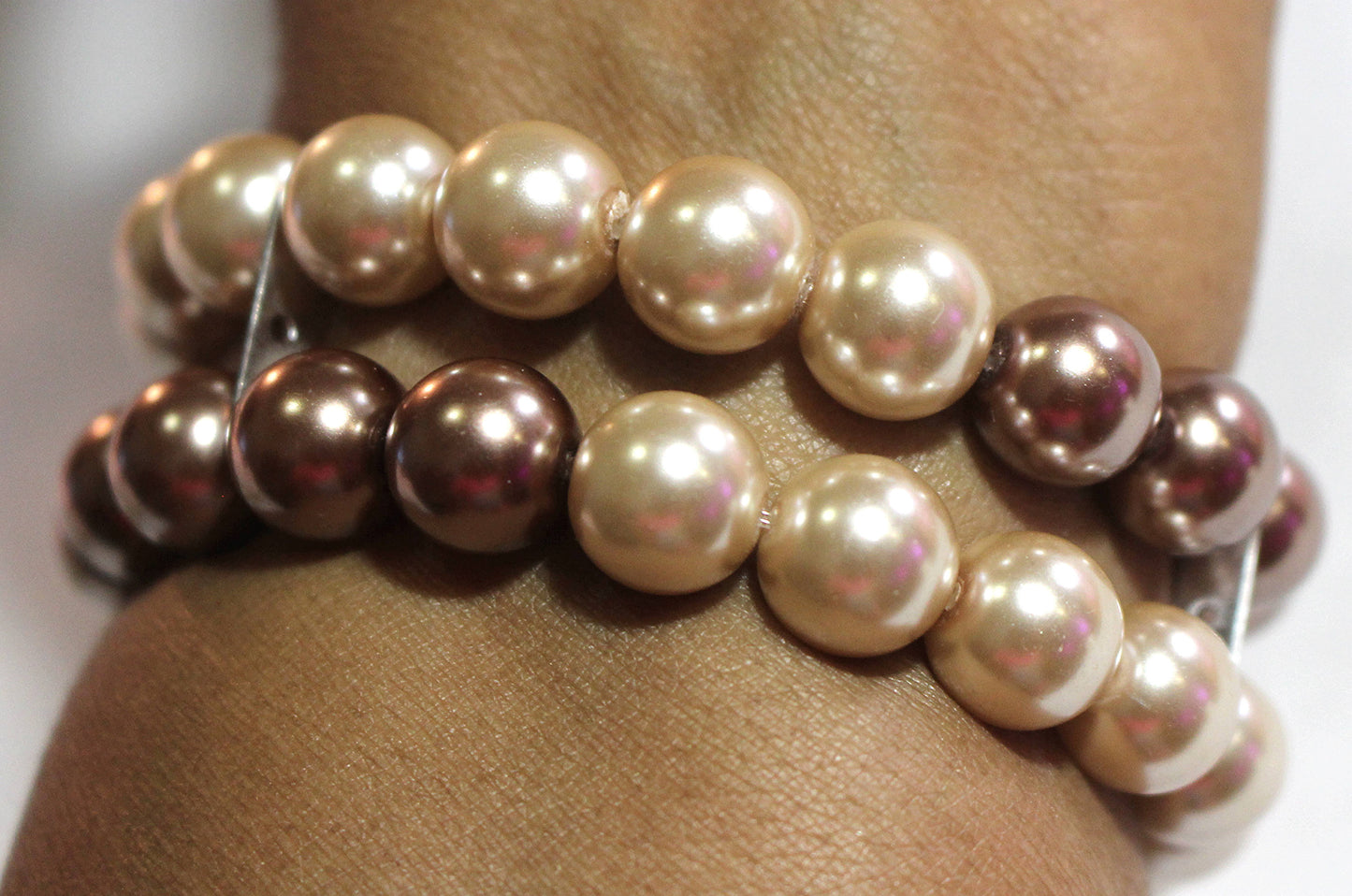 Watch Band for Apple Watch, Brown and Beige Pearl