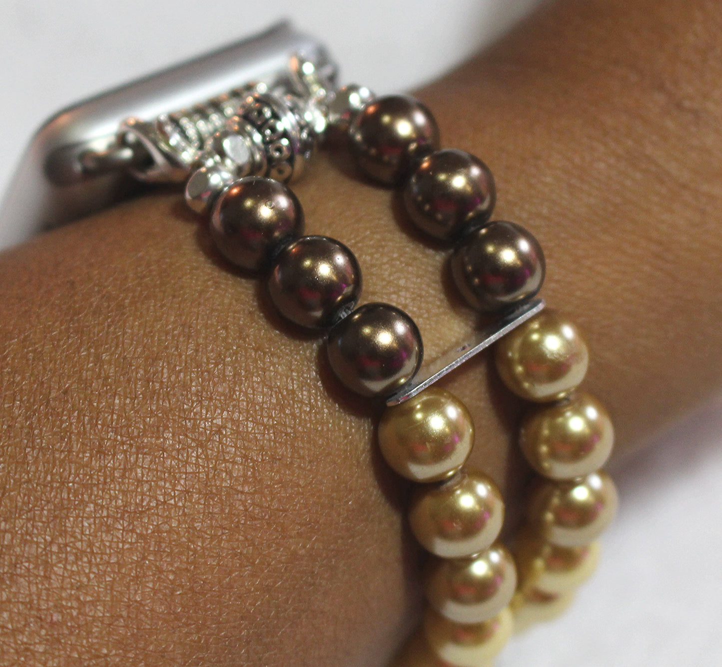 Watch Band for Apple Watch, Fall Color Pearl Bracelet, Brown Green Gold Yellow Pearls