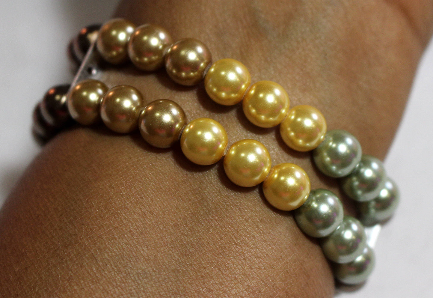 Watch Band for Apple Watch, Fall Color Pearl Bracelet, Brown Green Gold Yellow Pearls